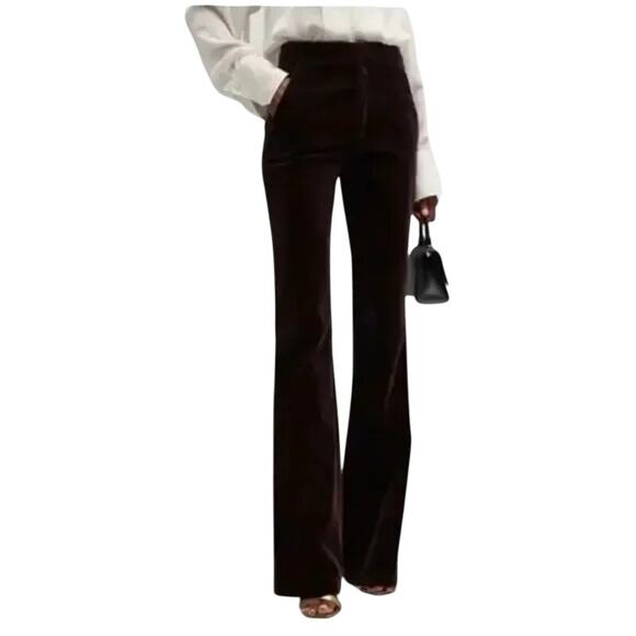 A.L.C. Sophie II Velvet Pants NWT $450 Flare Chocolate Brown Size 12